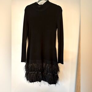 MICHAEL Michael Kors Stunning Black Feather Evening Cocktail Dress